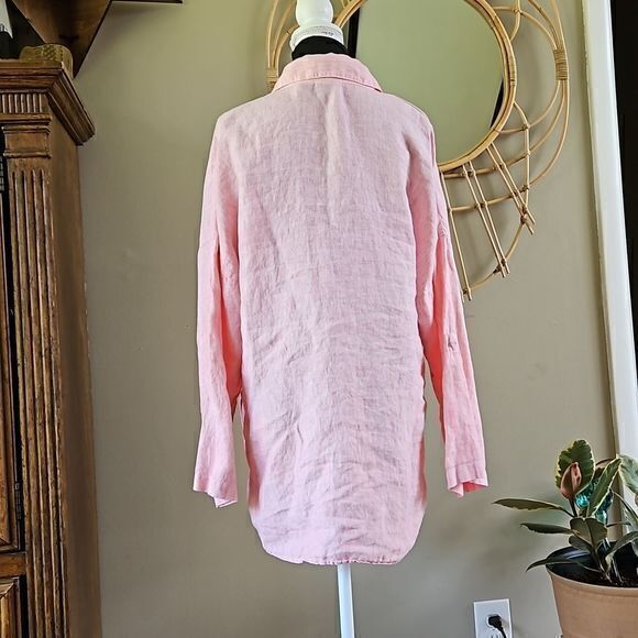 Chico's Striped Linen 3/4 Sleeve‎ Button Down with Button Up Cuffs Sz 2 - Picture 5 of 16